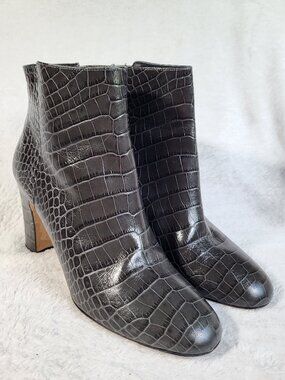 Grigiarancio Croc Embossed Leather Ankle Bootie - Size 40EU / 9.5US